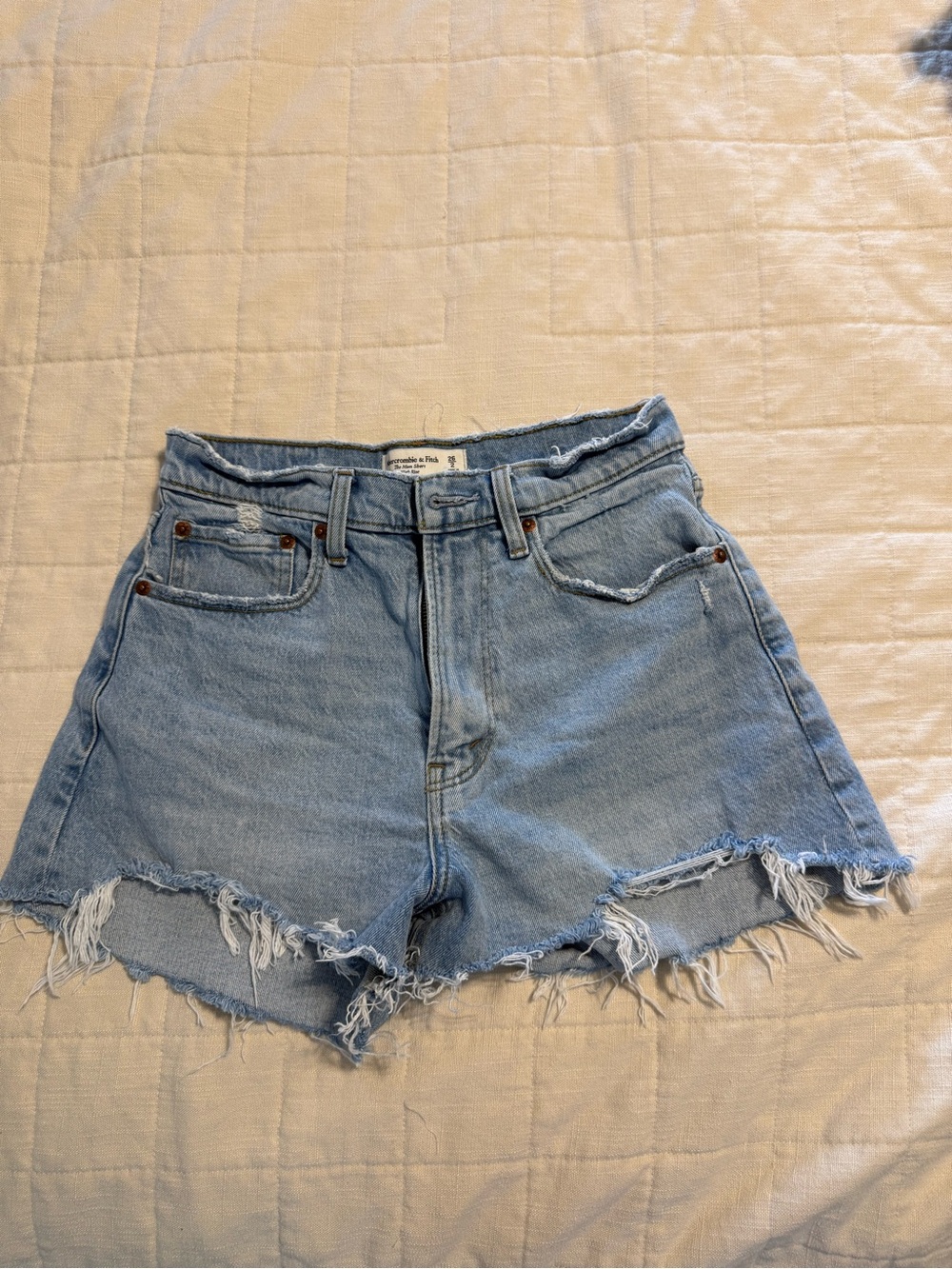 Abercrombie & Fitch Light Blue Distressed Denim Shorts